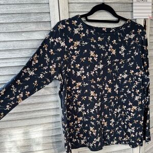 J. Jill Navy Floral Blouse